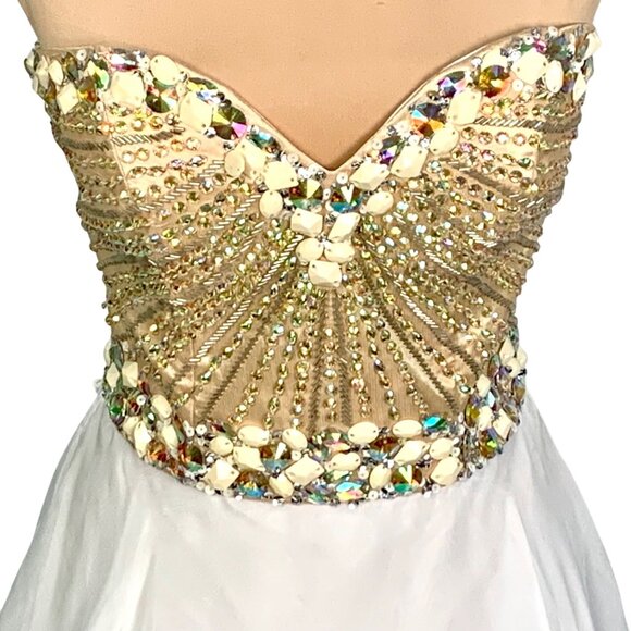 Sherri Hill Embellished Sweetheart Neckline Strapless Gown Size 4 Pageant Prom - Picture 3 of 14